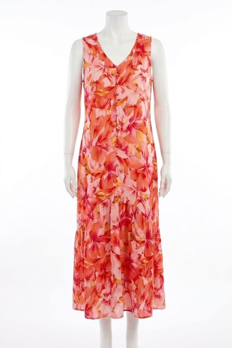NEW TRIBAL sleeveless maxi dress with lining in coral sky